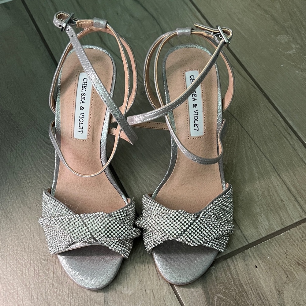 Chelsea & Violet Silver Strappy Heels